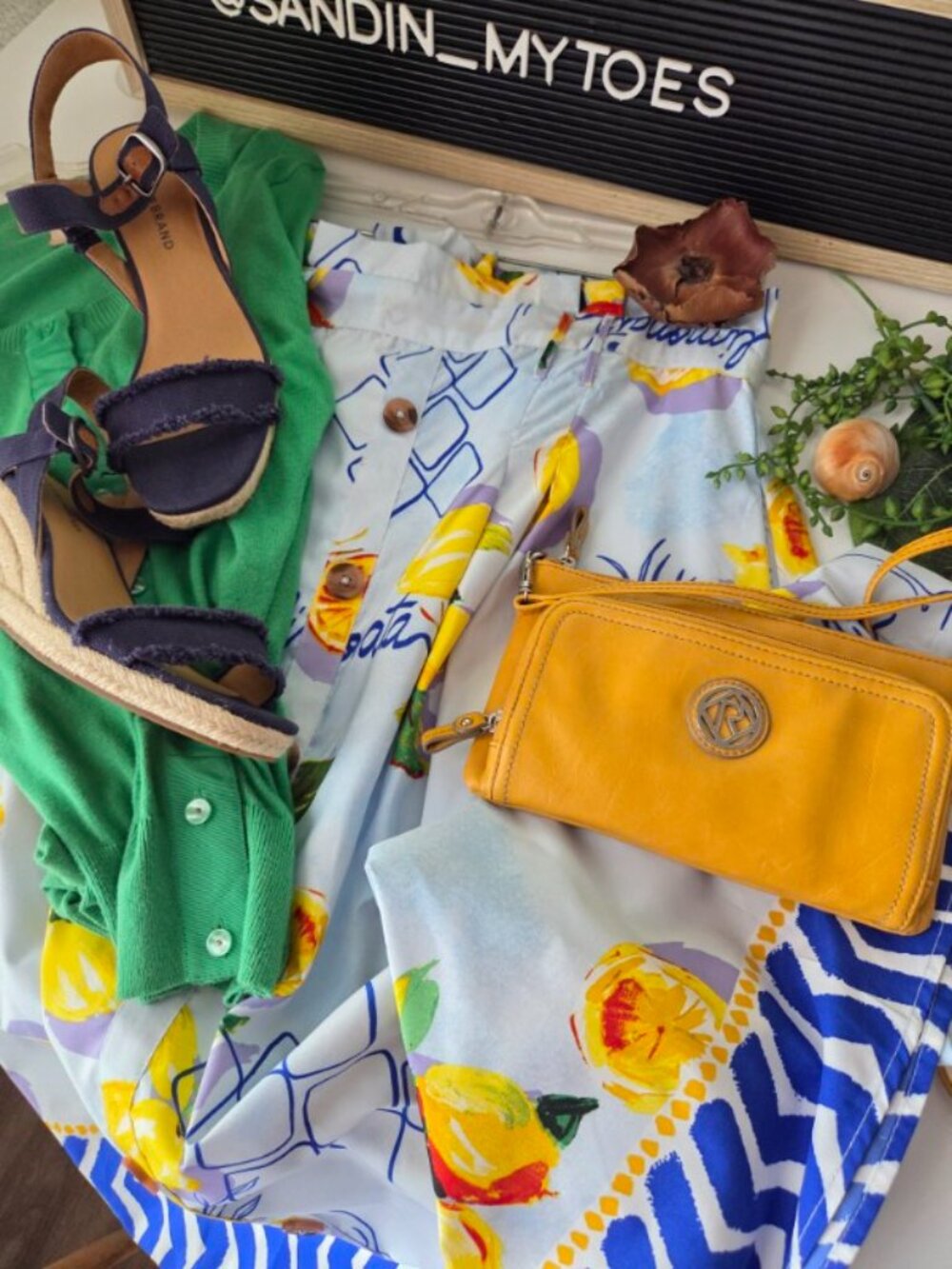 Her Destiny I Lemonta A line Skirt Blue, Green & Yellow Lemons Sz L Her Destiny